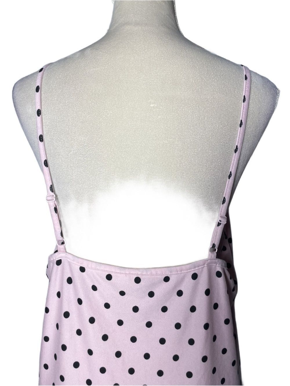 Joyspun Pink & Black Polka Dot Lace-Trim Chemise - XL - Dreamy Soft Collection - Picture 8 of 16